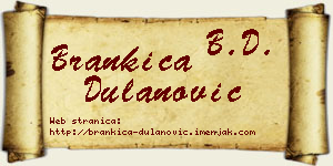 Brankica Dulanović vizit kartica